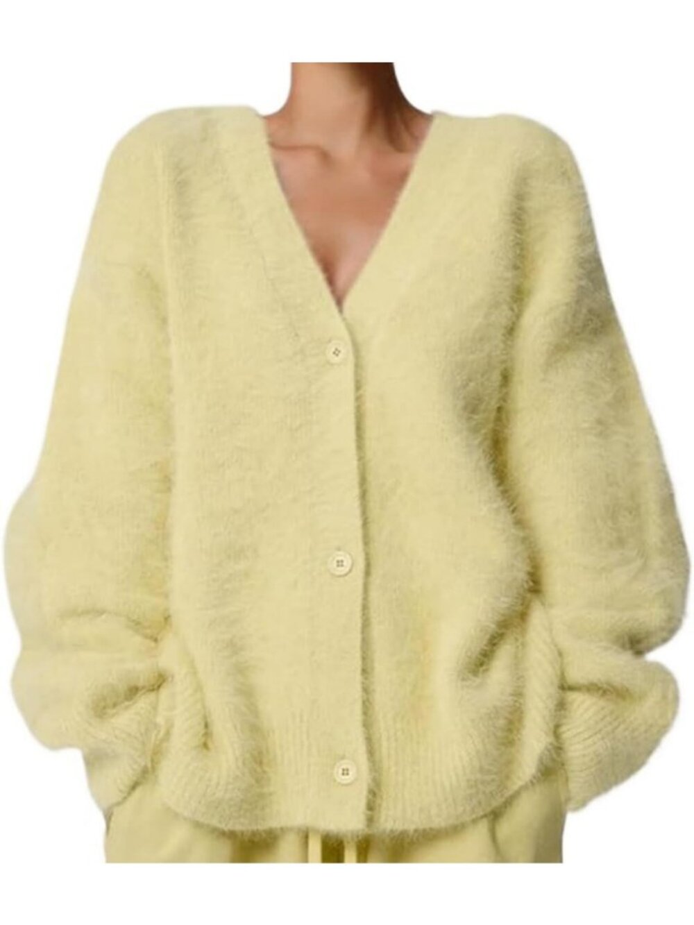 Cozy Oversized V-Neck Fuzzy Cardigan Sweater - Y2K Casual Fall Winter Style